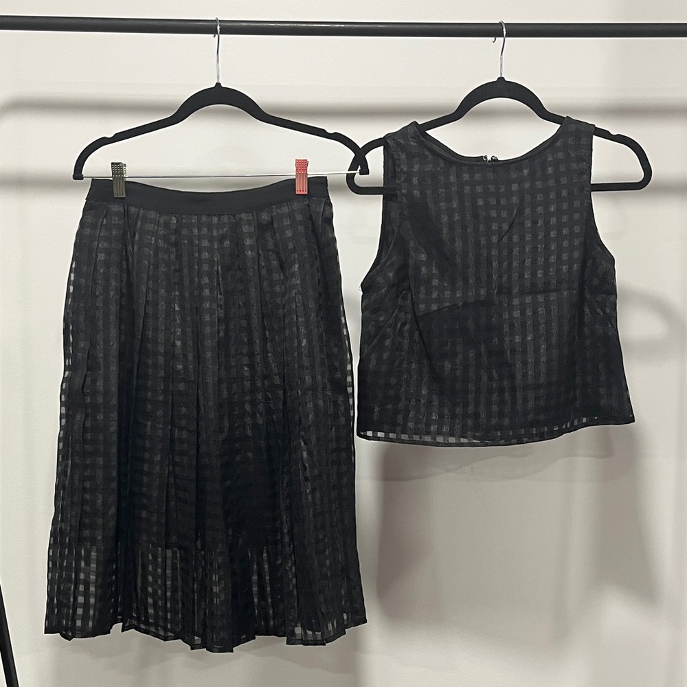 Elle Black Checkered Skirt Set